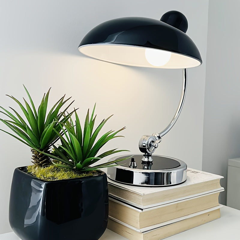 Minimalist and fashionable office desk lamp with creative ironwork, featuring exquisite black or white paint finish, serving as an artistic decorative ambiance table lamp, complete with a bulb.