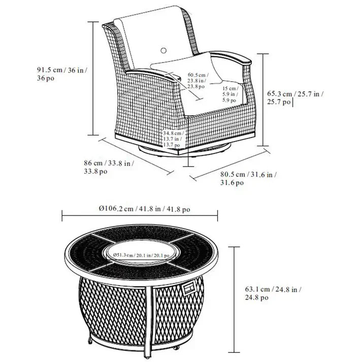 💥clearance sale💥Agio Vermont 5 Piece Woven Fire Deep Seating Patio Set + Cover
