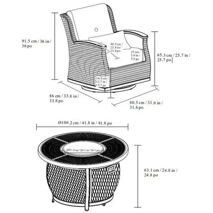 💥clearance sale💥Agio Vermont 5 Piece Woven Fire Deep Seating Patio Set + Cover