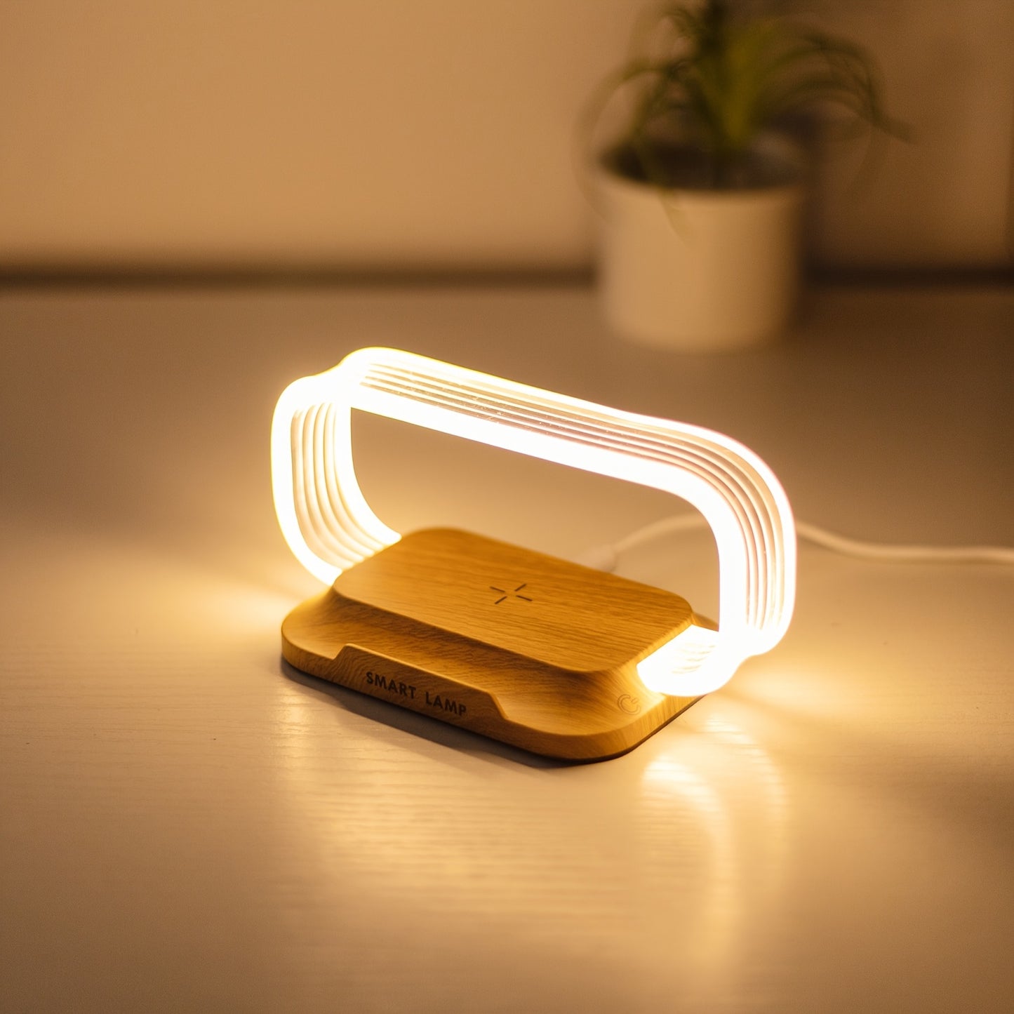 15W Wireless Quick Charge Bedside Lamp with Touch Control, LED Desk Light with Wireless Charging and Phone Stand, Adjustable Brightness, Energy-Efficient for Office and Study Use, Study Lamp | Modern Desk Lamp | Acrylic Lampshade, LED Lights for Bedroom