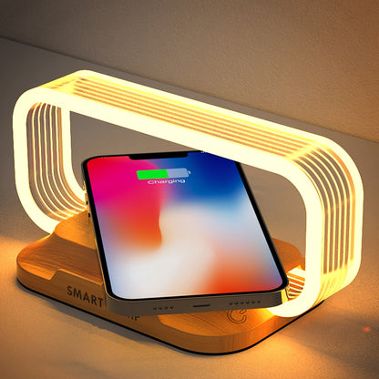 15W Wireless Quick Charge Bedside Lamp with Touch Control, LED Desk Light with Wireless Charging and Phone Stand, Adjustable Brightness, Energy-Efficient for Office and Study Use, Study Lamp | Modern Desk Lamp | Acrylic Lampshade, LED Lights for Bedroom