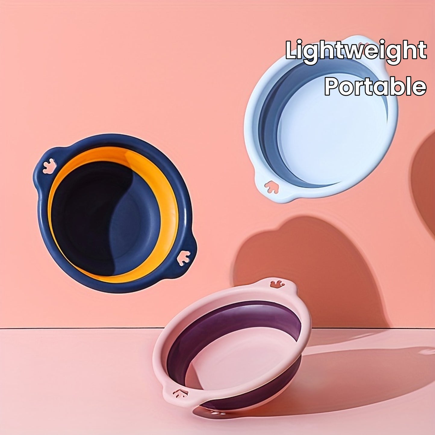 1pc Portable Folding Wash Basin for Camping and Traveling - Lightweight and Telescopic, Includes Hook for Easy Storage