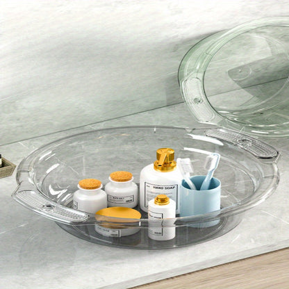 Large Clear Modern Round Wash Basin - Durable Thick Plastic for Bathroom, Kitchen & Outdoor Use - Versatile Face, Sock, and Laundry Sink with Drainage Spout