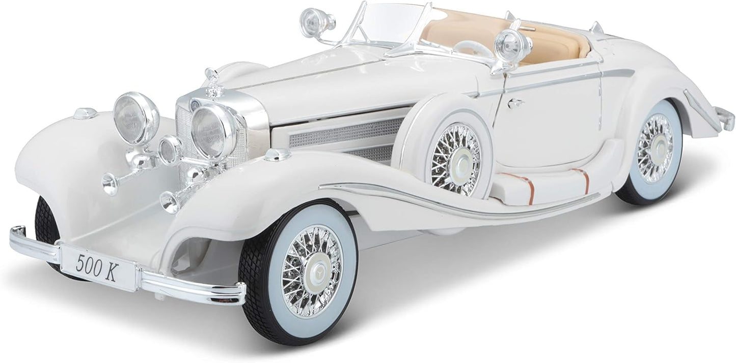 Maisto Mercedes 1:18 Scale 1936 M-B 500 K Type Specialroadster Diecast Vehicle , White