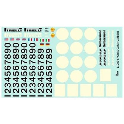 Gofer Racing 1/24 Scale Racing Sports Car Numbers Decal Sheet