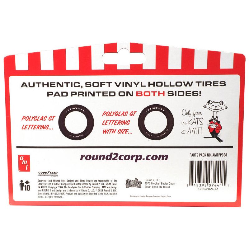 Model Kit "Goodyear Polyglas GT" Tires Set of 8 Pieces for 1/25 Scale Models by AMT