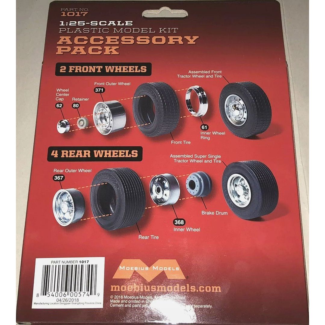 Moebius #1017 Super Single Tractor Wheel & Tire Set 1/25 scale