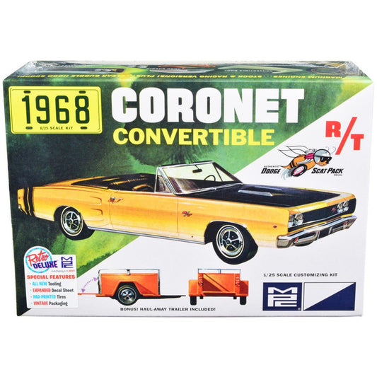 MPC 1968 Dodge Coronet Convertible W/Trailer 1:25 Scale Model Kit