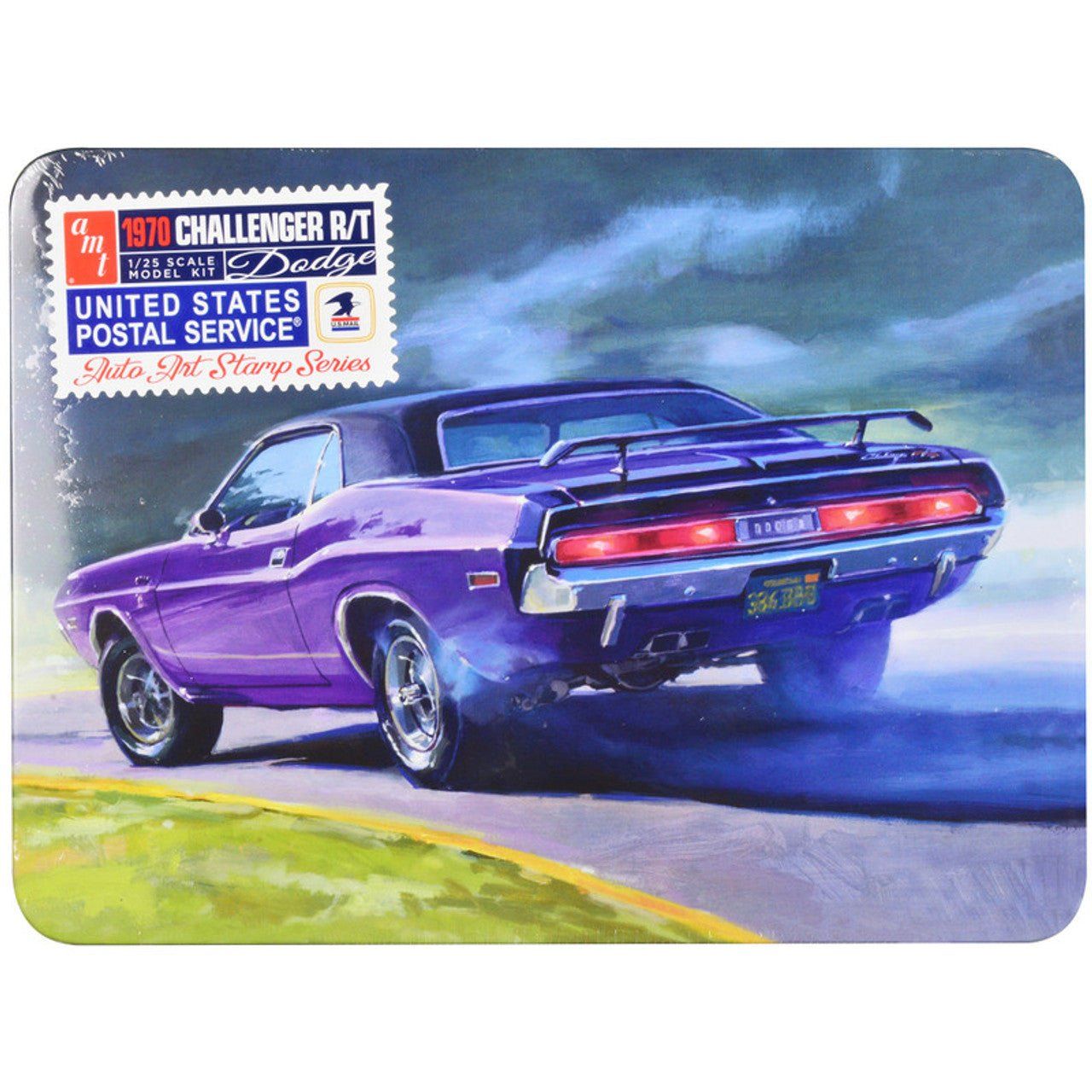 Skill 2 Model Kit 1970 Dodge Challenger R/T USPS (United States Postal Service) "Auto Art Stamp Series" 1/25 Scale Model by AMT