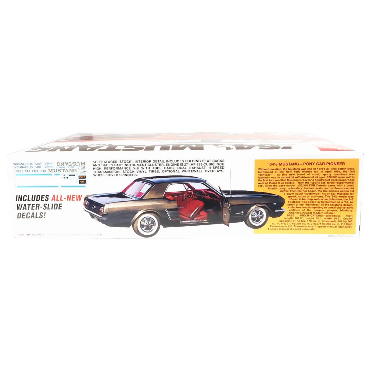 Skill 3 Model Kit 1964 1/2 Ford Mustang Coupe 60th Anniversary 1/16 Scale Model by AMT