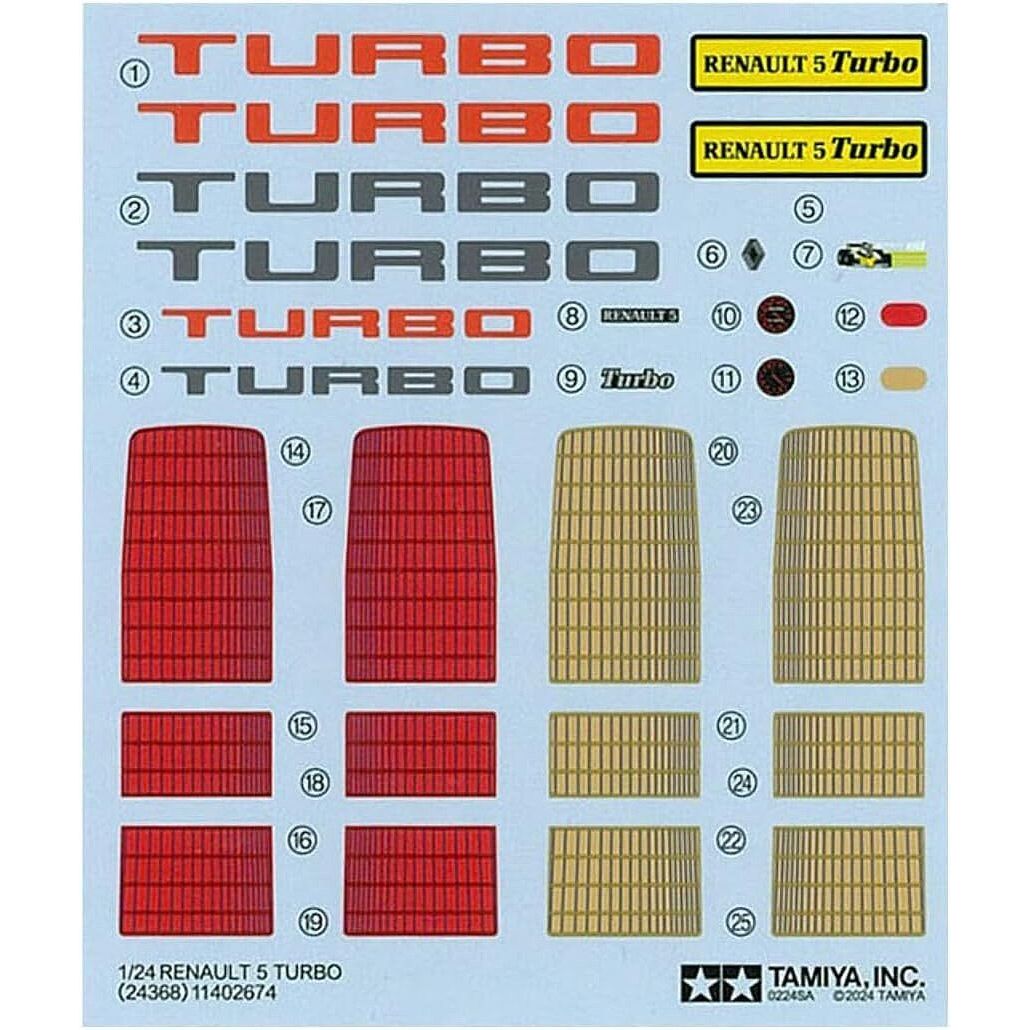 Tamiya Renault 5 Turbo 1/24 Scale Plastic Model Kit 24368