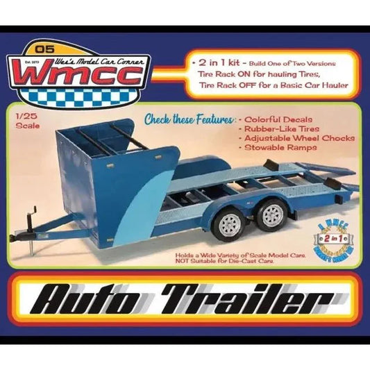 WES'S MODEL CAR CORNER #100AT1: 1/25 Scale Auto Trailer 2n1 Plastic Model Kit